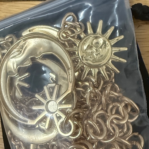 Celestial Crescent Moon Multi Layer Chain Statement Belt Metal Waist Belt Gold - Picture 13 of 13